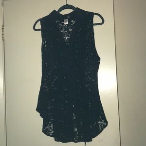 Black laced up vest top